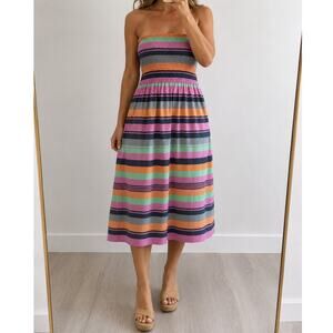 NWT Nolita NYC🌿Strapless Dress Women’s Large Multicolor Stripe Boho Lightweight